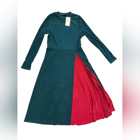 Pretty Garden NWT Green Ribbed Dress Long Sleeve Size XL - Picture 4 of 8